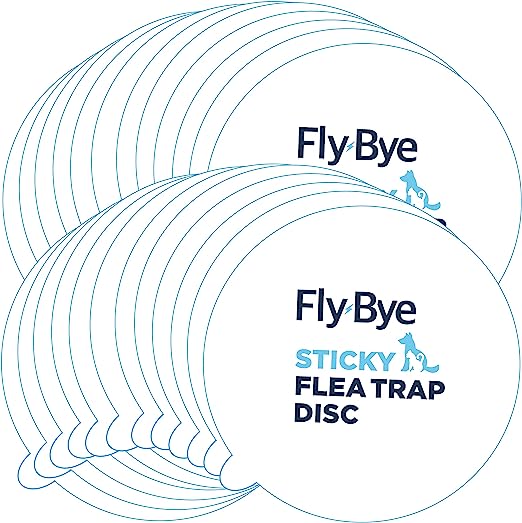 Fly-Bye Flea Trap Sticky Discs - Flea Traps for Home - Non-toxic, Unlike Some Flea Spray for the Home or Flea Bombs for the Home, Clear, 24 x Flea Trap Replacements Discs/Pads