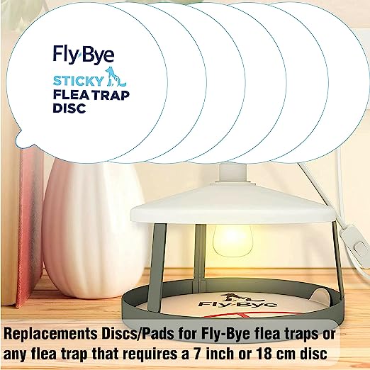 Fly-Bye Flea Trap Sticky Discs - Flea Traps for Home - Non-toxic, Unlike Some Flea Spray for the Home or Flea Bombs for the Home, Clear, 24 x Flea Trap Replacements Discs/Pads