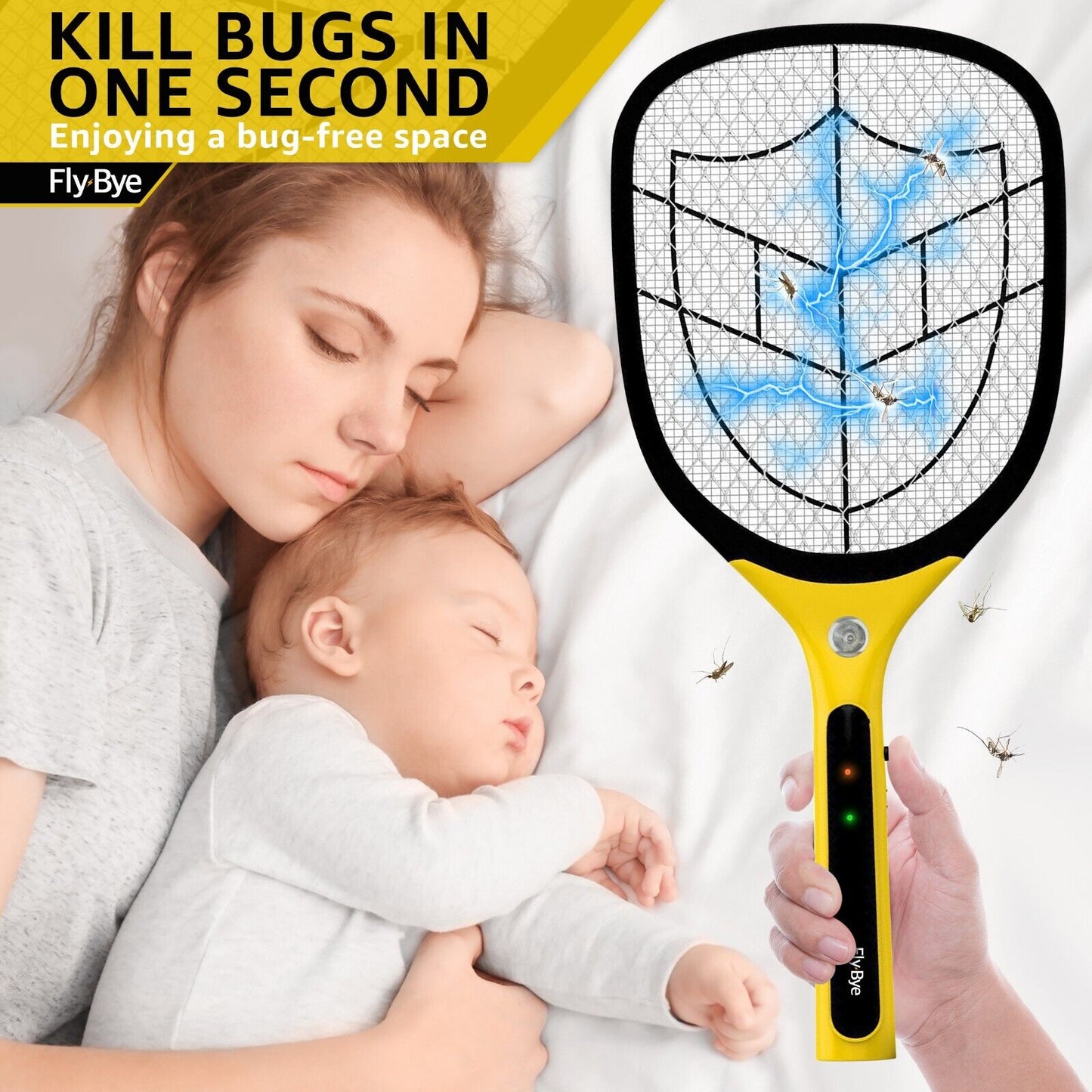 Electric Fly Killer Bug Zapper Racket Mosquito Insect Pest Swatter Wasp Trap Bat