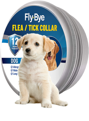 Fly-Bye Flea Collar For Dogs - Natural Flea Treatment for Small, Medium & Large Dogs - Flea Collar for Dogs - Dog Flea Collar - Tick Collars for Dogs - 12 Months Protection - Grey