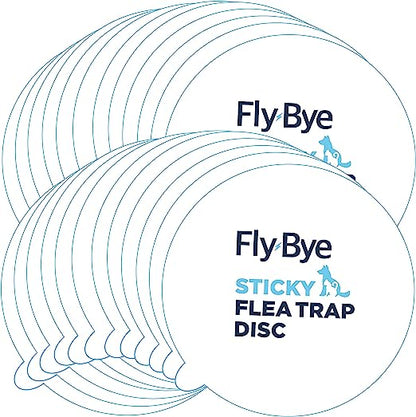 Fly-Bye Flea Trap Sticky Discs - Flea Traps for Home - Non-toxic, Unlike Some Flea Spray for the Home or Flea Bombs for the Home, Clear, 24 x Flea Trap Replacements Discs/Pads
