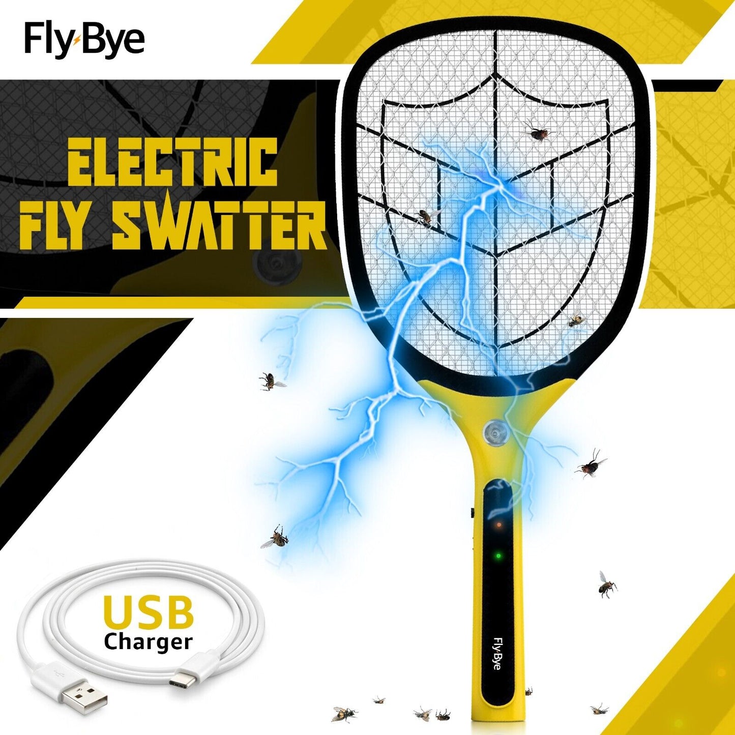 Electric Fly Killer Bug Zapper Racket Mosquito Insect Pest Swatter Wasp Trap Bat